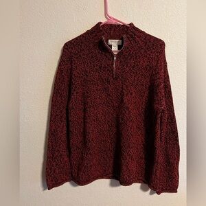 Jones New York Red Knit Zip Up Sweater Large